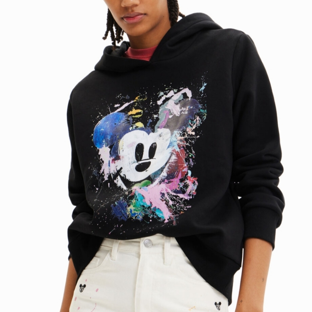 Desigual. Mickey Mouse Black Hooded Sweatshirt - Picture 13 of 16